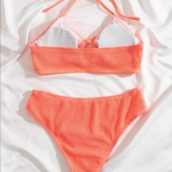 SHEIN Bright Neon Pink/Orange Top and Bottom Set - Picture 4 of 5